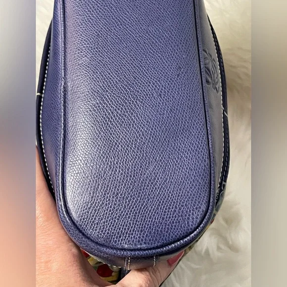 🧁🍯LOEWE Ceramica Sevillana Print Canvas Bag w/Blue Leather Trim - Picture 9 of 13